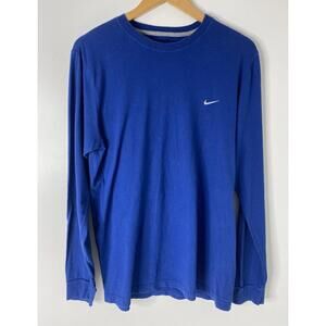 Vintage Nike Shirt Men's M Blue White Swoosh Mesh Long Sleeve Y2K